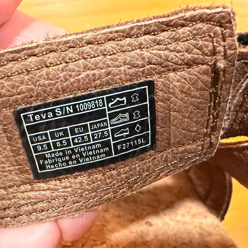 Teva Tanza Brown‎ Leather Cork Footbed Outdoor Hiking Sandals Slides Womens 9.5 - Picture 7 of 10